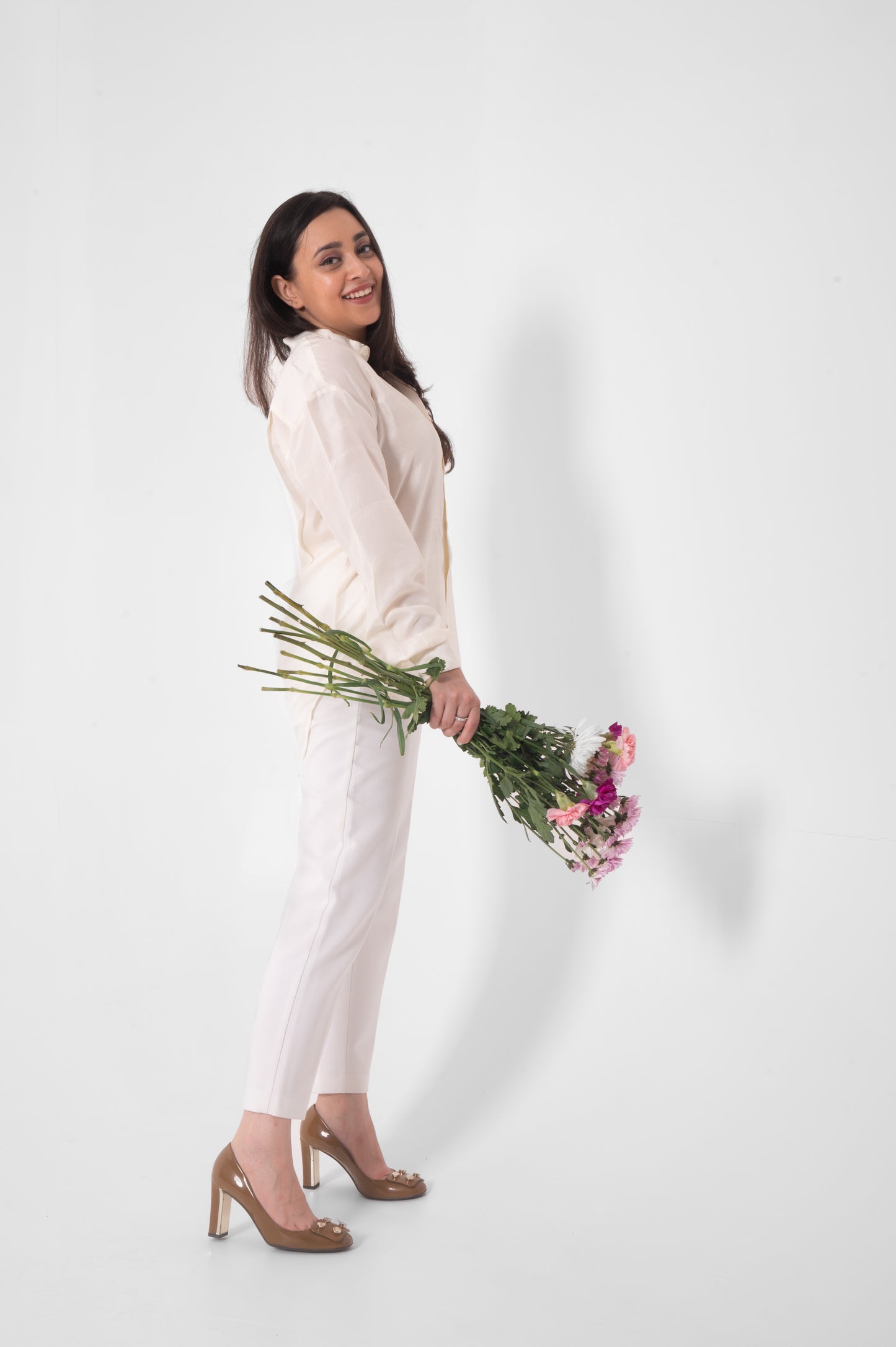 Ivory Mulberry Silk Shirt in Full Sleeves