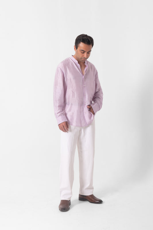 Lavender Mulberry Silk Shirt in Full Sleeve